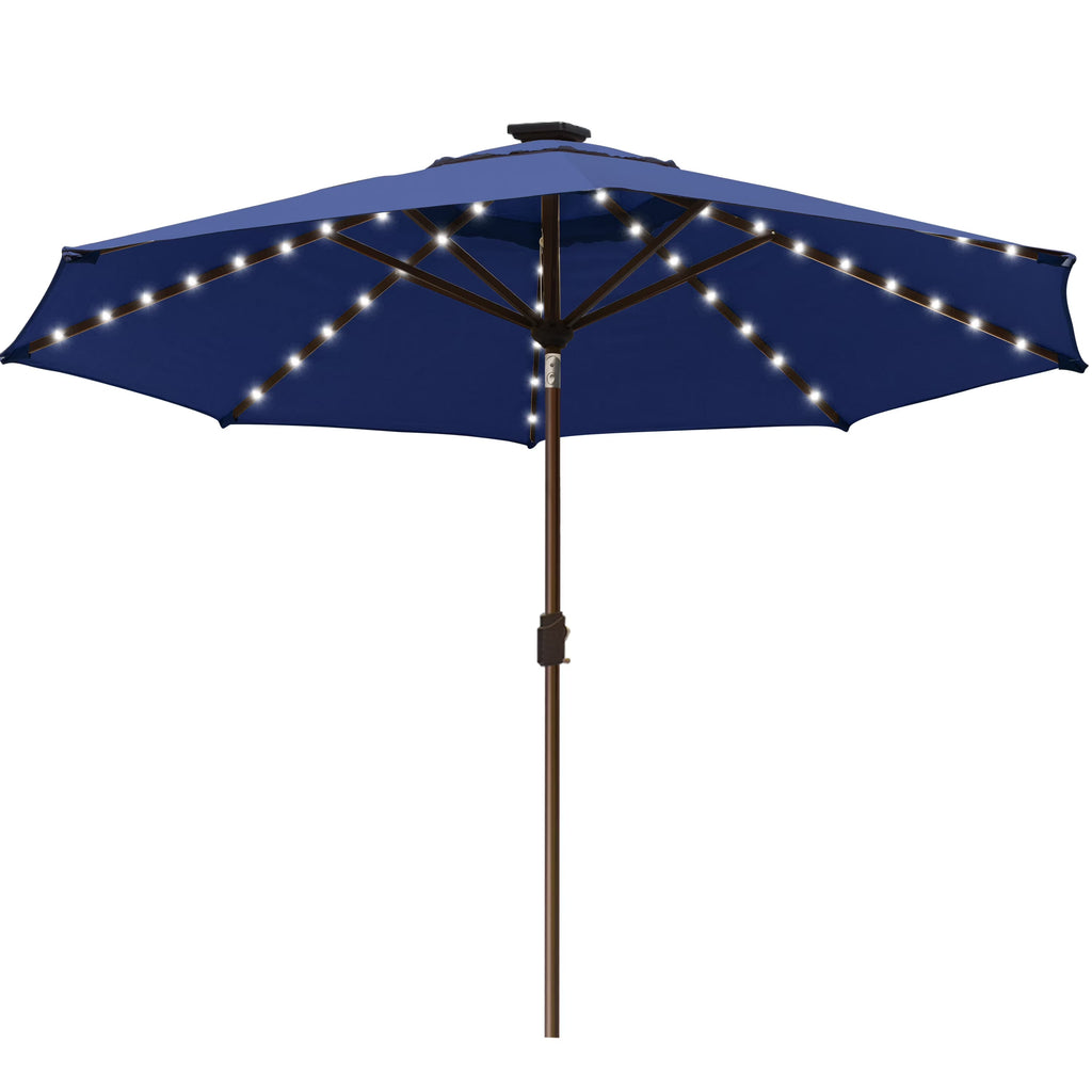 EliteShade 9ft Market Patio Umbrella With 80 LED Lights, Ruby