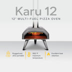 Ooni Karu 12 Multi-Fuel Outdoor Pizza Oven With Pizza Stone - Karu 12