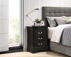 Glory Furniture Louis Phillipe 3 Drawer Nightstand, Black - G3150-3N