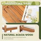 Flamaker 4-Piece Outdoor Acacia Wood Patio Conversation Sofa Set With Table And Cushions
