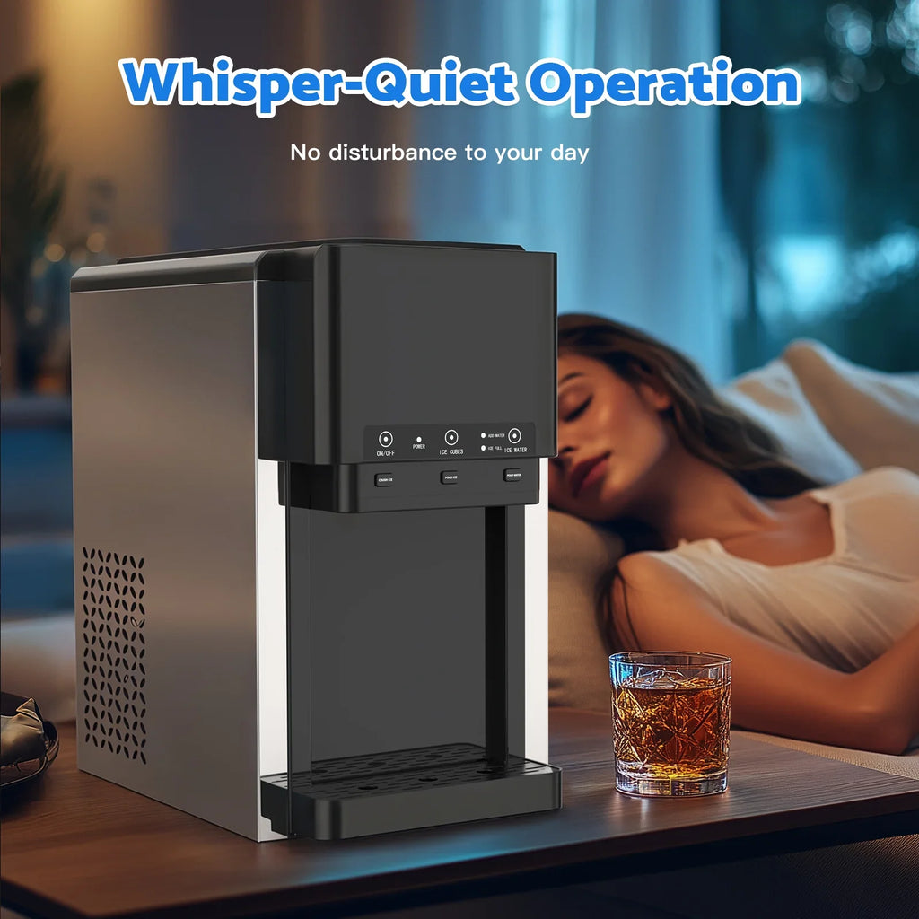 Advwin 3-in-1 Countertop Ice Maker With Cold Water Dispenser And Ice Crusher, 6L, 20kg/24hr