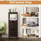 Freestanding Wooden Bathroom Storage Cabinet With 2 Adjustable Drawers - Gray