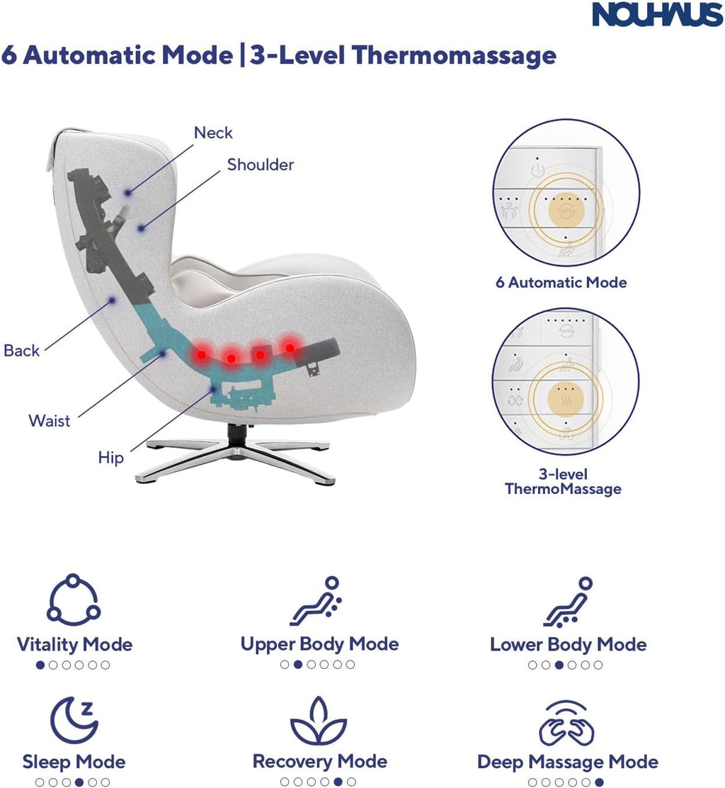 Nouhaus Classic Massage Chair With Ottoman, Bluetooth Speakers - N-0003