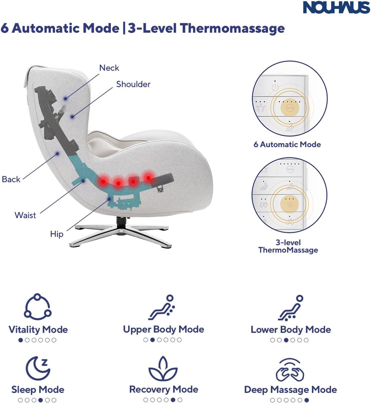 Nouhaus Classic Massage Chair With Ottoman, Bluetooth Speakers - N-0003