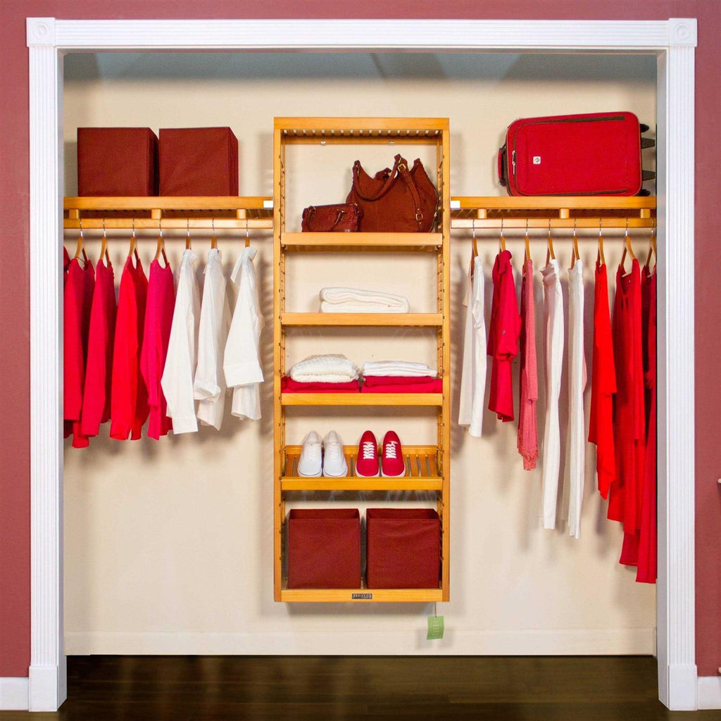 John Louis Home Premier Closet Organizer, 12 Inch Depth, 6 ft Storage Tower, Honey Maple - Fits Up To 10ft Wide