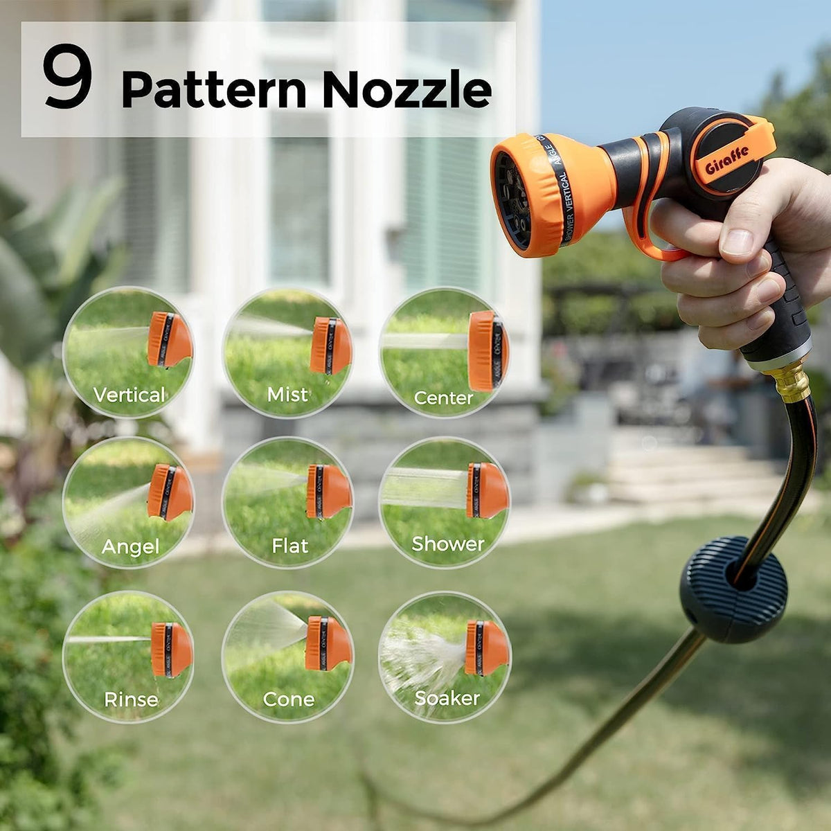 Giraffe Tools Retractable Garden Hose Reel 1/2 Inch x 155 ft With 5 ft Leader Hose