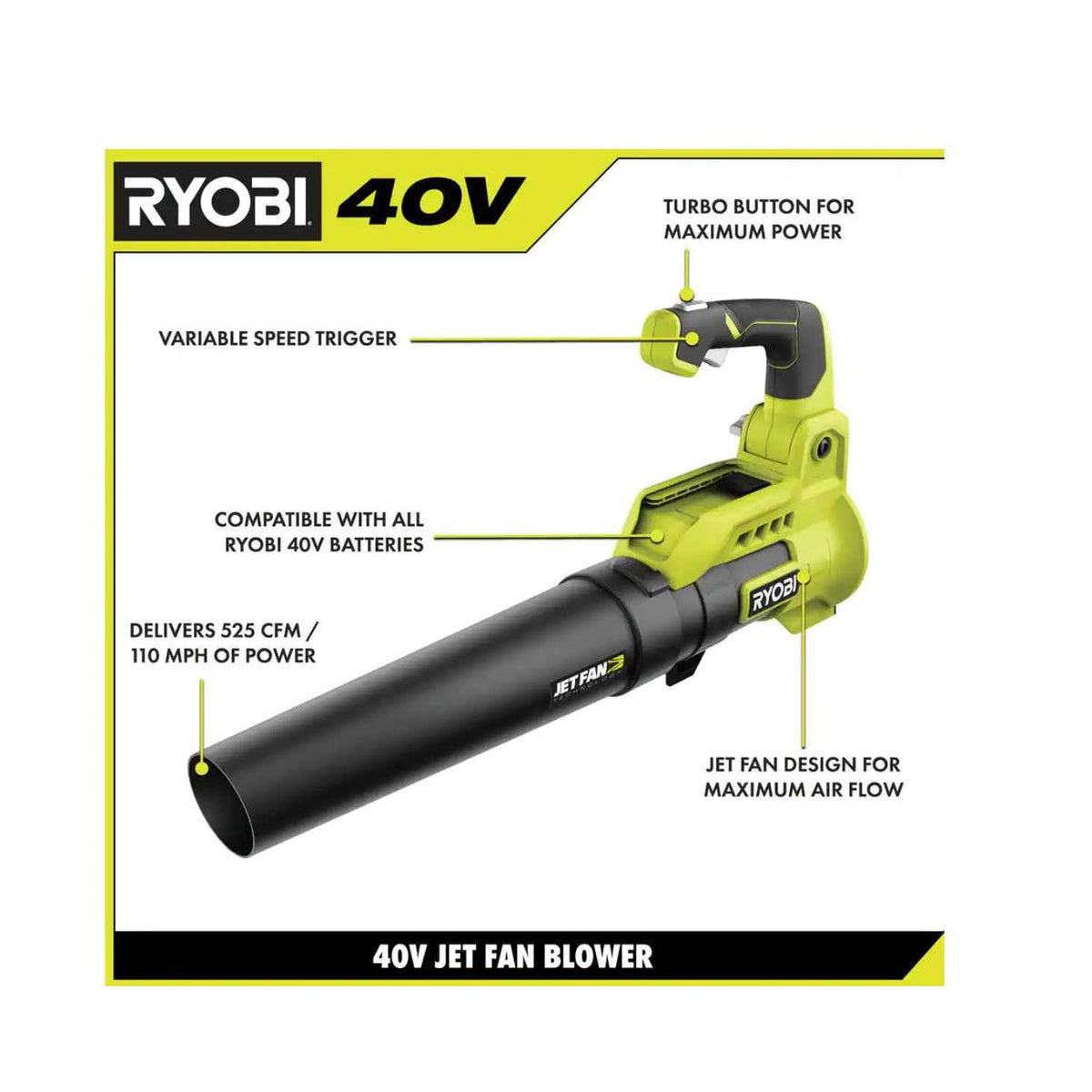 RYOBI 40V Cordless Leaf Blower And Leaf Vacuum/Mulcher, 110 MPH, 525 CFM, 5 Ah And 4 Ah Batteries, 2 Chargers
