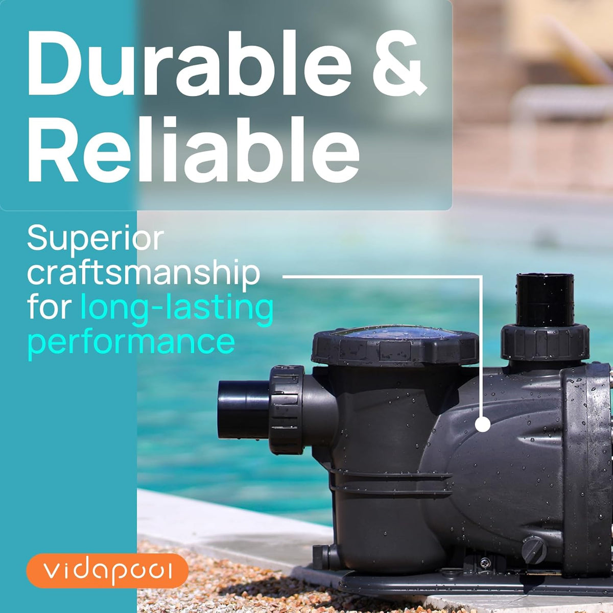 Vidapool In/Above Ground Pool Pump, Self-Priming, 2HP, 8120 GPH, 220V With Timer