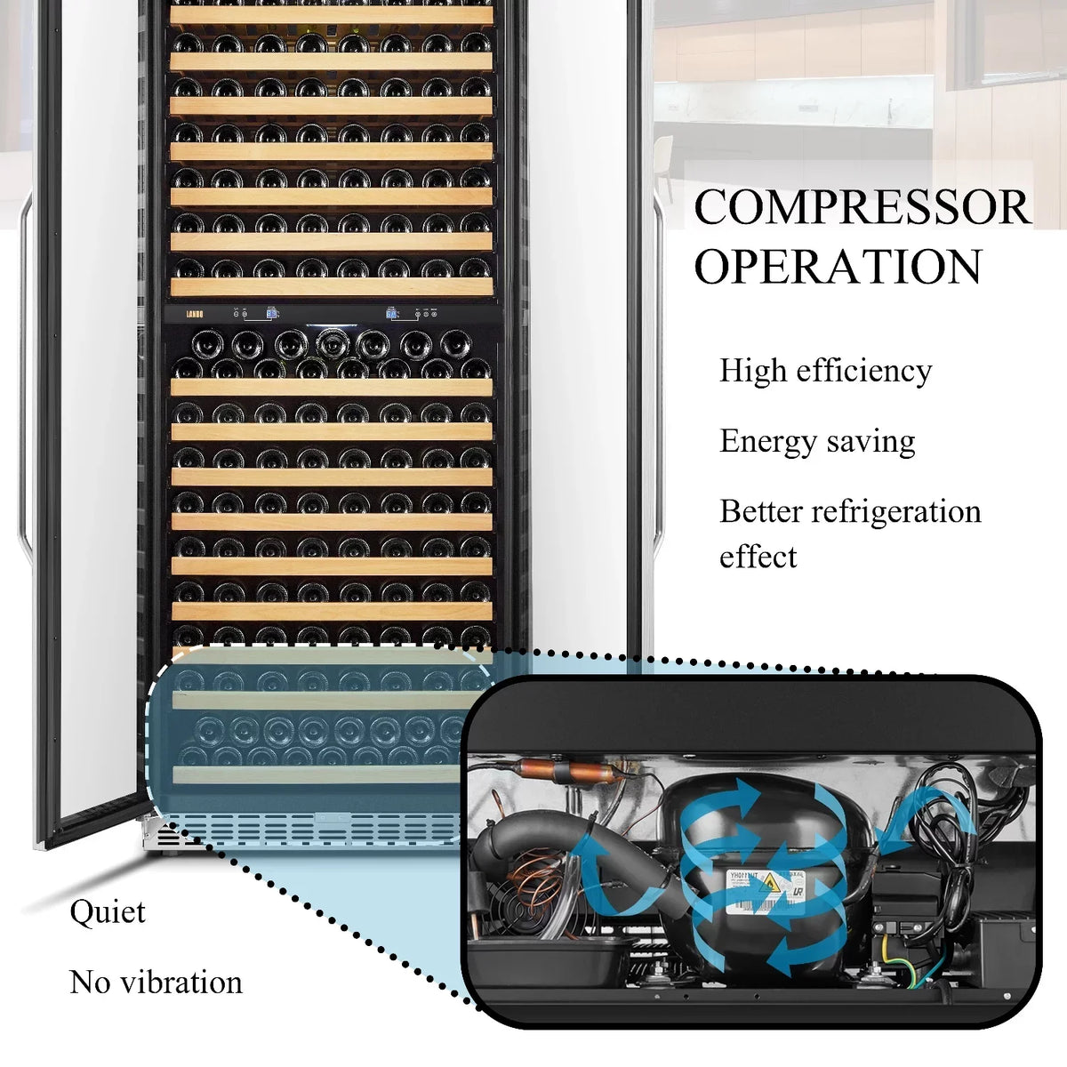 Lanbo 32 Inch 287 Bottle Dual Zone Compressor Freestanding Wine Refrigerator - LW328DD