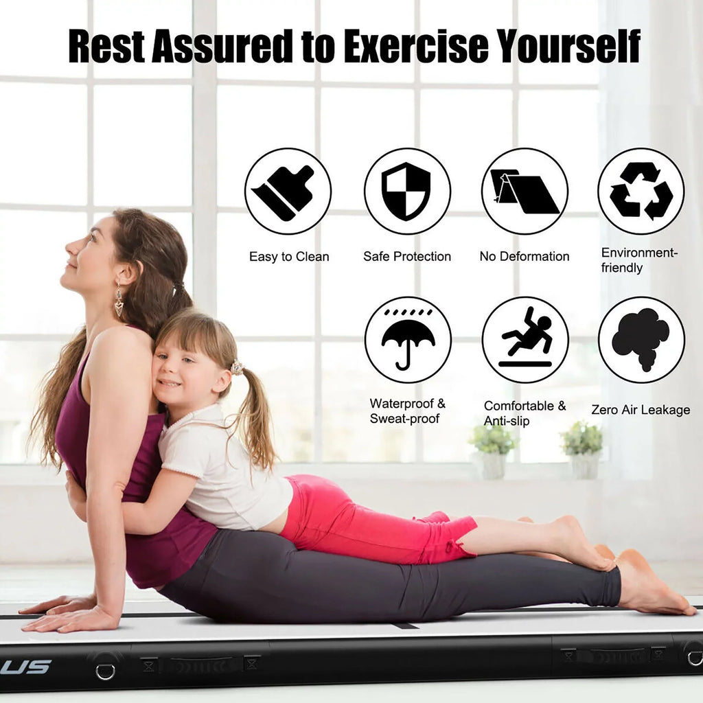 Goplus 10FT Air Track Inflatable Gymnastics Tumbling Mat With Pump - Black