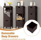 Freestanding Wooden Bathroom Storage Cabinet With 2 Adjustable Drawers - Gray