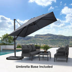 PURPLE LEAF Cantilever Patio Umbrella 9.8' X 9.8' Light Grey