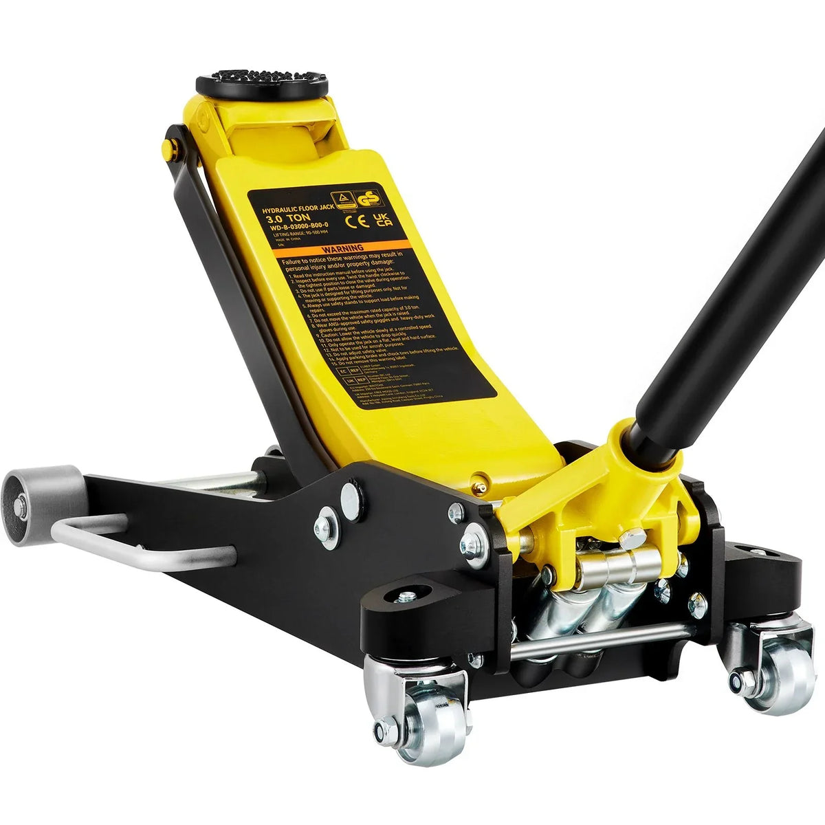 BENTISM Low Profile Floor Jack 3 Ton (6600 lbs), Aluminum And Steel, Yellow And Black - QJD-LTD030A-00