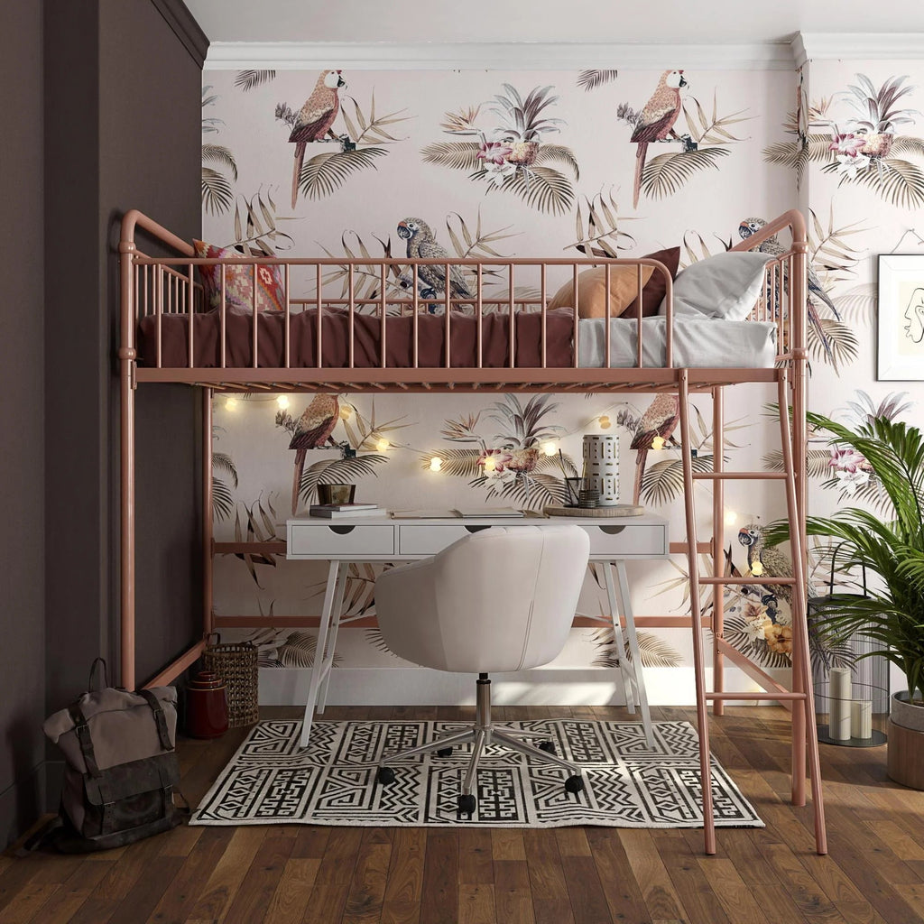 Better Homes & Gardens Twin Metal Loft Bed, Rose Gold - Kelsey