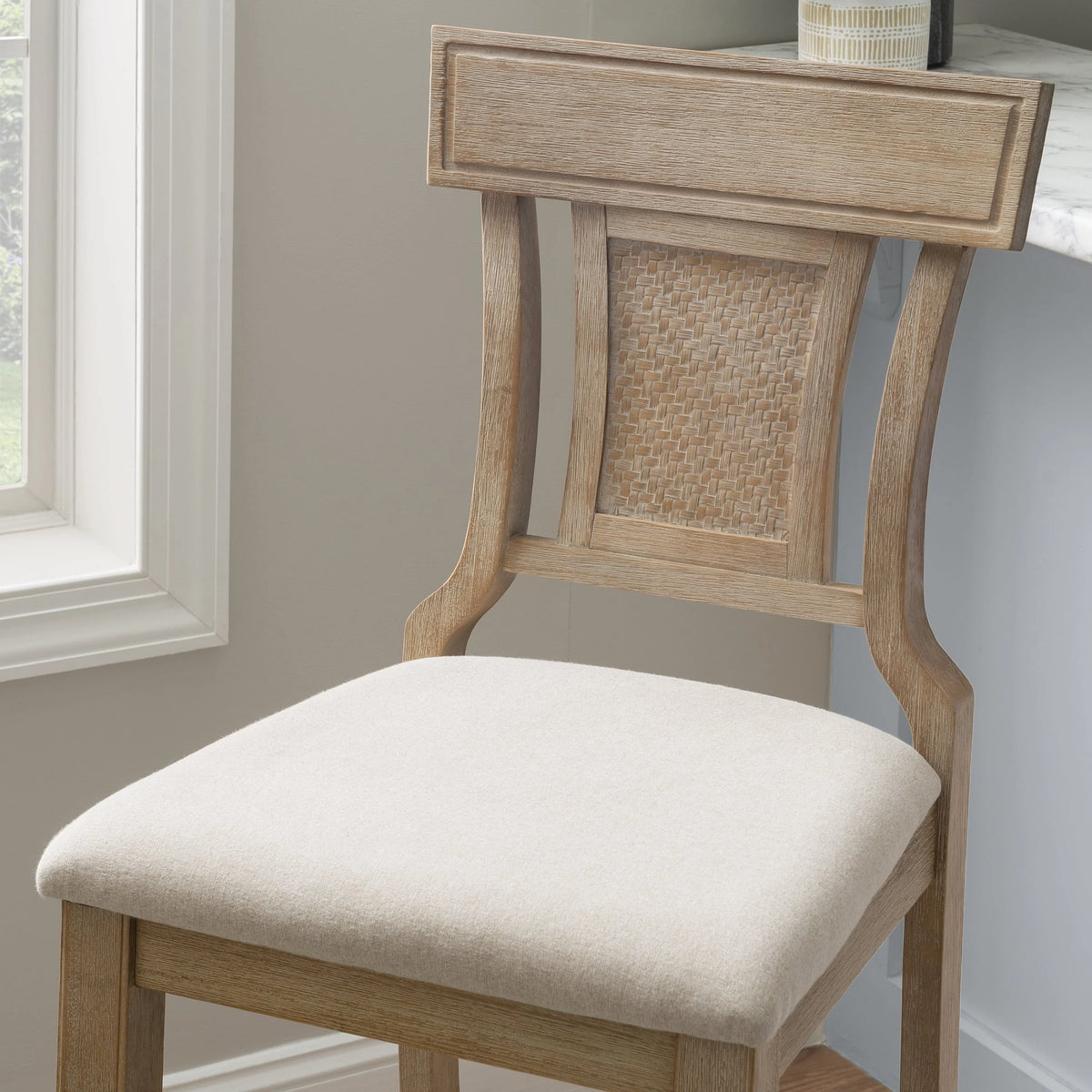 Linon Bar Stool 30 inch Rustic Brown Finish With Beige Fabric - Rylan