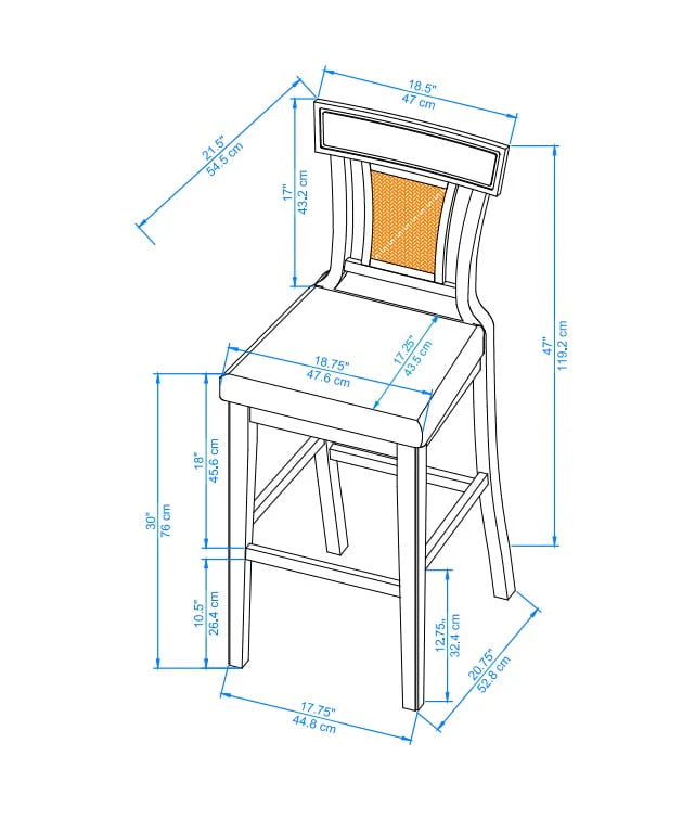 Linon Bar Stool 30 inch Rustic Brown Finish With Beige Fabric - Rylan