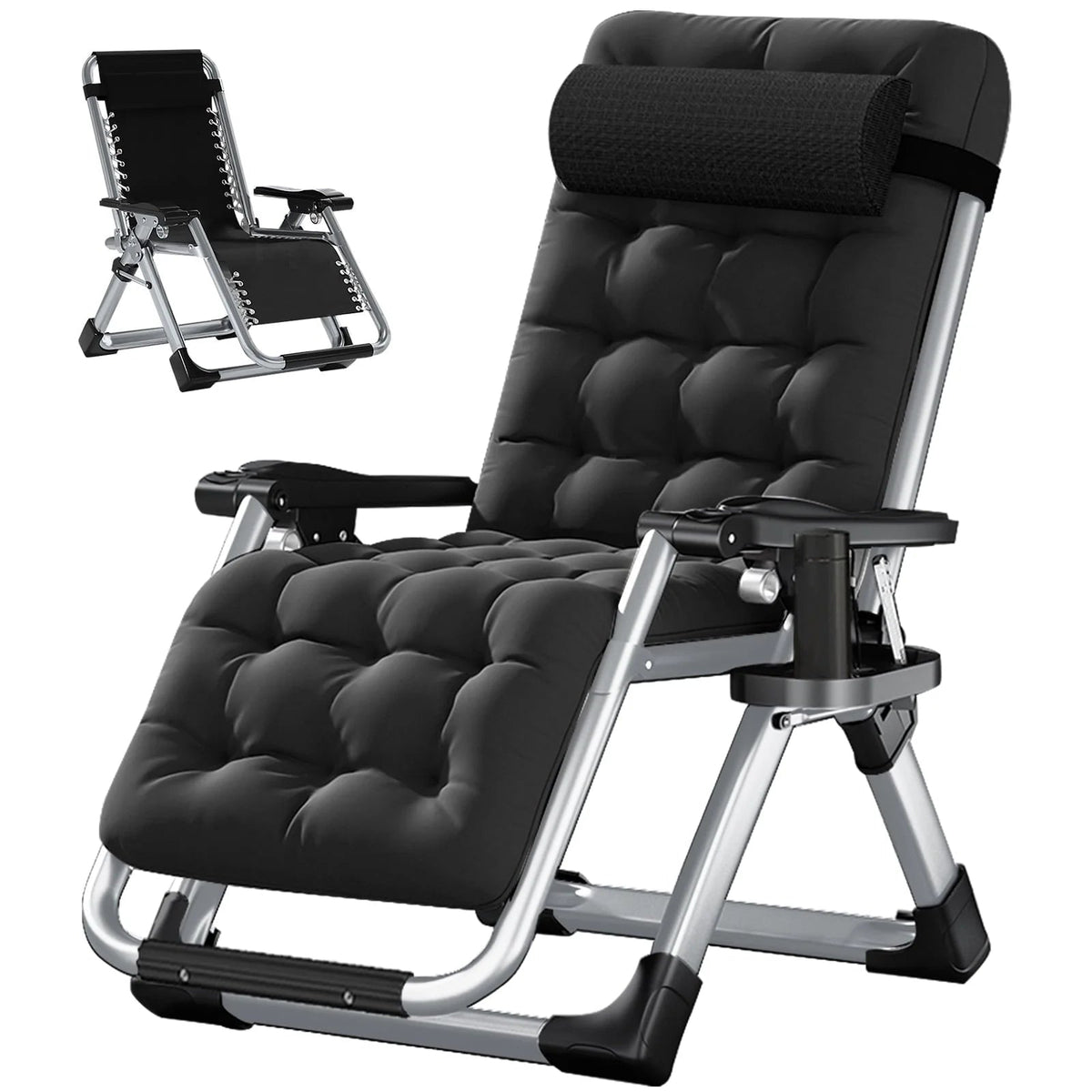 Docred Zero Gravity Folding Recliner Chair With Pad, Headrest And Cup Holder
