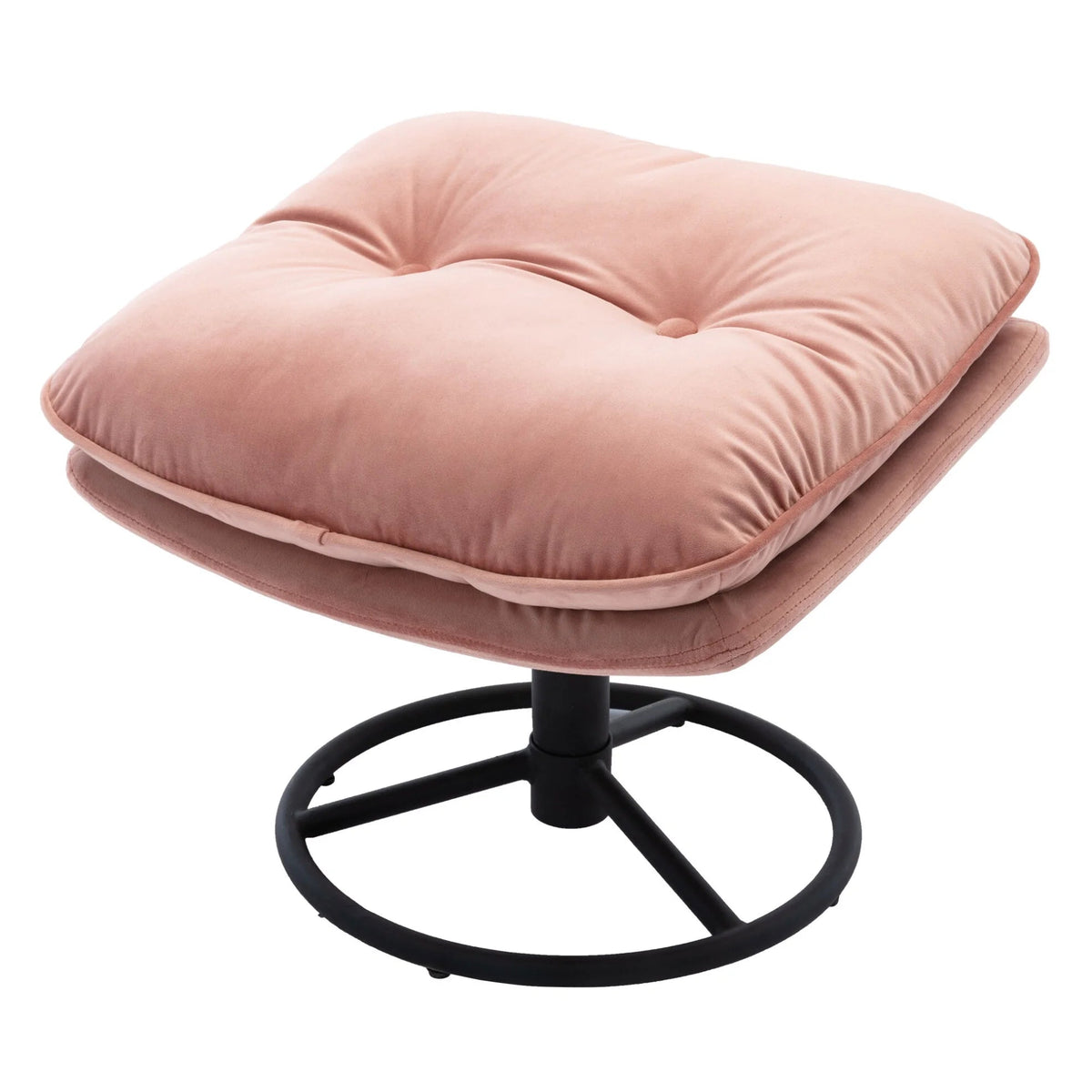 Velvet Swivel Accent Chair With Ottoman Set, Pink, 31.73 x 33.5 x 33.78 Inches