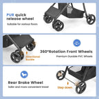 Wedyvko 4 Wheel Foldable Pet Stroller With Storage Basket For Small Medium Dogs & Cats - Black