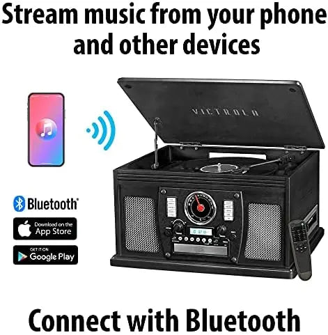 Victrola 8-in-1 Bluetooth Record Player With Built-In Speakers And Wireless Streaming