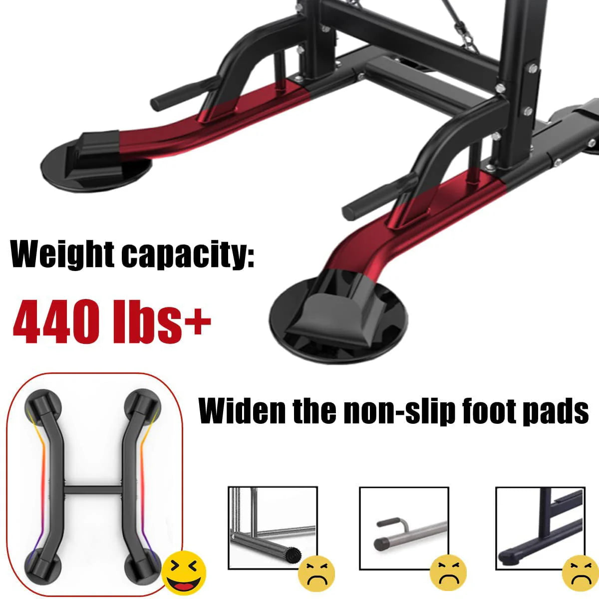 PROHIKER Power Tower Dip Station With Backrest And Resistance Band, Black