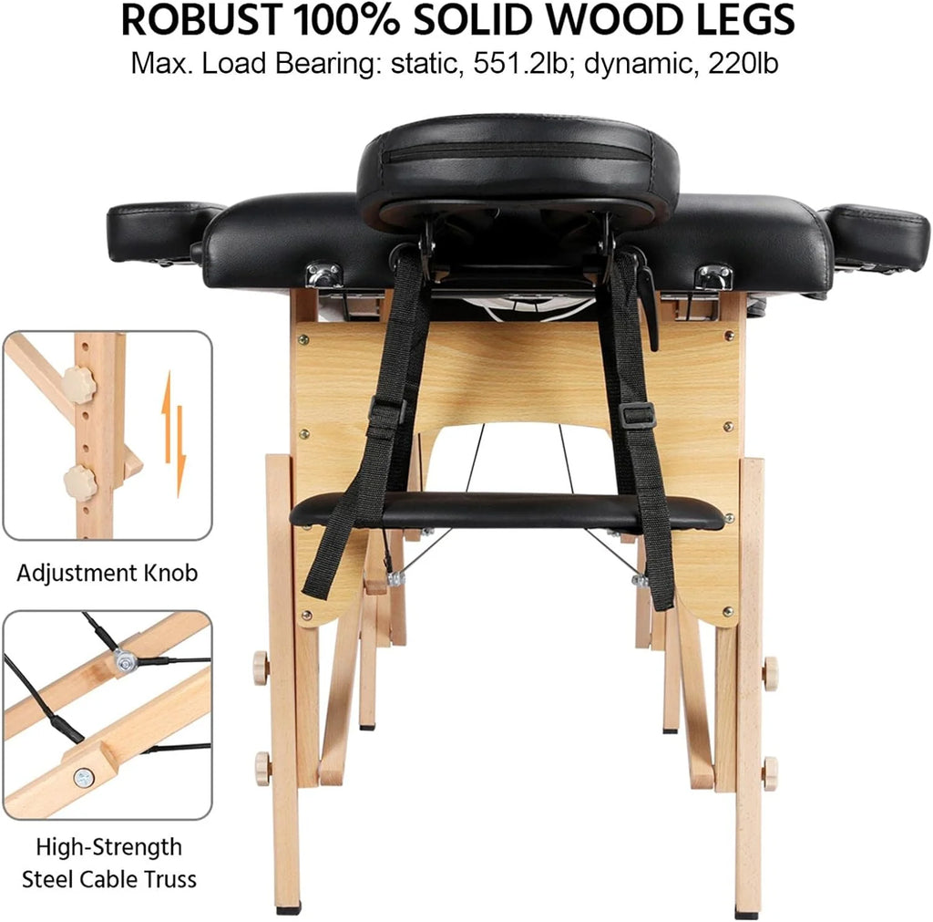 Yaheetech Portable Massage Table, 23 Inch Width, Black