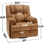 Lazy Boy Oversized Fabric Swivel Rocking Manual Recliner Chair, 37.8L*38.2W*41H, 155 Degrees