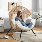 Shintenchi Wicker Egg Chair With Cushion - 400 Pounds Capacity