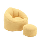 MOONMISS Microfiber Upholstered Round Bean Bag Sofa Chair With Ottoman - Gray
