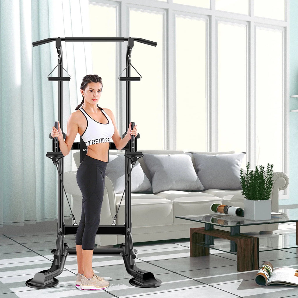 Tappio Power Tower Dip Bar Station Pull Up Bar Stand With Backrest, 400lb Capacity