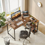 Small L-Shaped Computer Desk With Reversible Storage Shelves - 55-Inch / 47-Inch