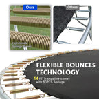 SHINPT 14ft Outdoor Trampoline With Safety Net, Basketball Hoop And Ladder