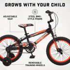 Mongoose 16 inch Mutant Kid's BMX Bike, Ages 3-5, Black & Orange - Mutant