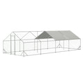 Large Metal Walk-In Chicken Coop With Galvanized Wire And Cover - 10' L x 26' W x 6.56' H