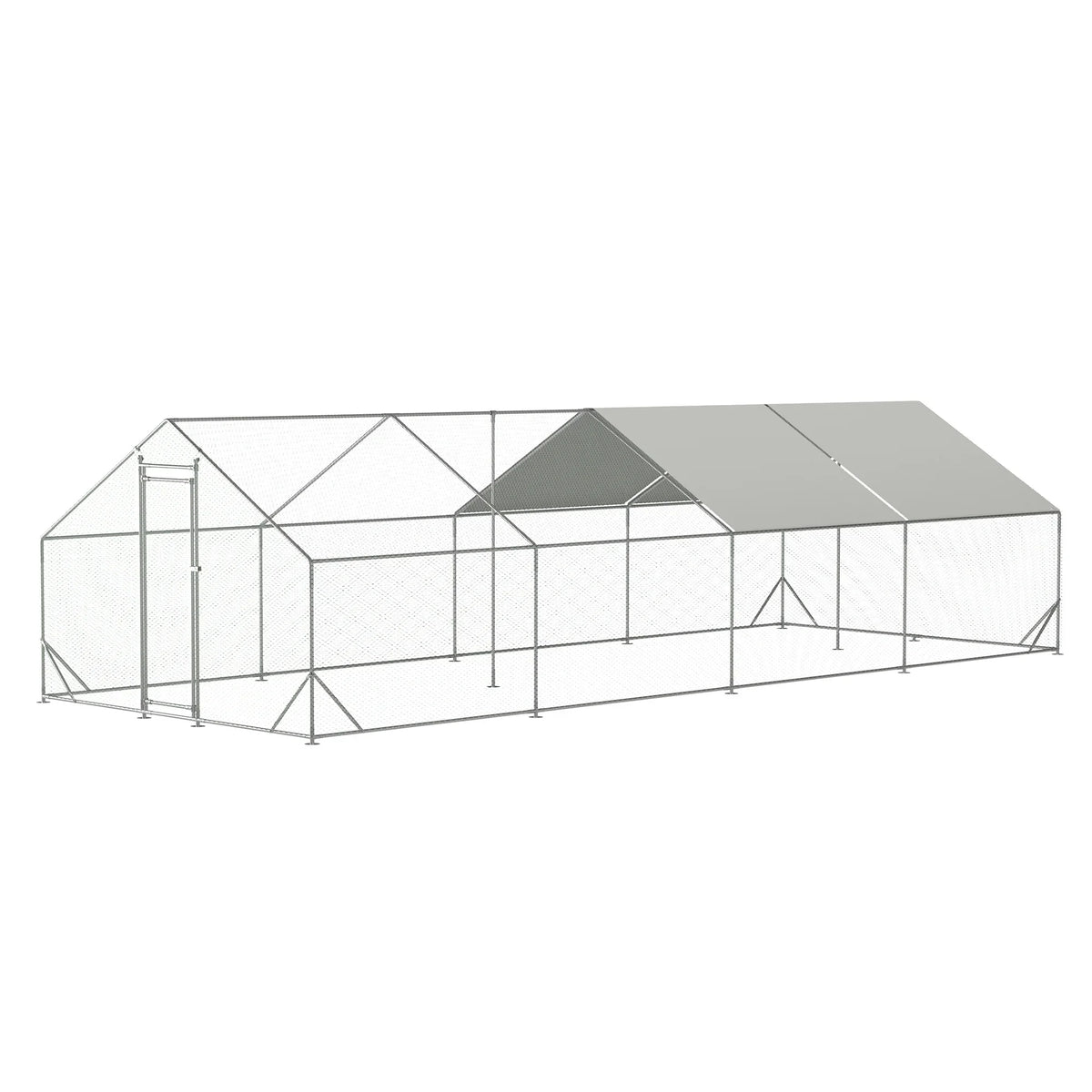 Large Metal Walk-In Chicken Coop With Galvanized Wire And Cover - 10' L x 26' W x 6.56' H
