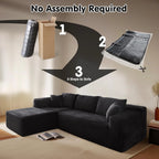 ovios 104in L-Shape Sectional Sofa With Chaise, Grey Plush Corduroy Fabric