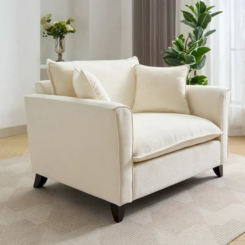 Oversized Chenille Fabric Armchair With 33.9 in Wide Seat Cushion