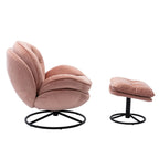 Velvet Swivel Accent Chair With Ottoman Set, Pink, 31.73 x 33.5 x 33.78 Inches