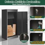 Gaonala Steel Package Delivery Box 19.6x14.4x44.9in Lockable Weather-Resistant Black