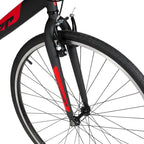 Hyper Bicycle 700C Men's Spin Fit Hybrid Bike, 21-Speed, Black/Red