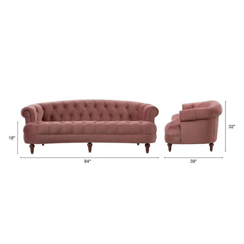Jennifer Taylor Home La Rosa Chesterfield Sofa, 84-inch Velvet Tufted Upholstery - La Rosa 84 Mid