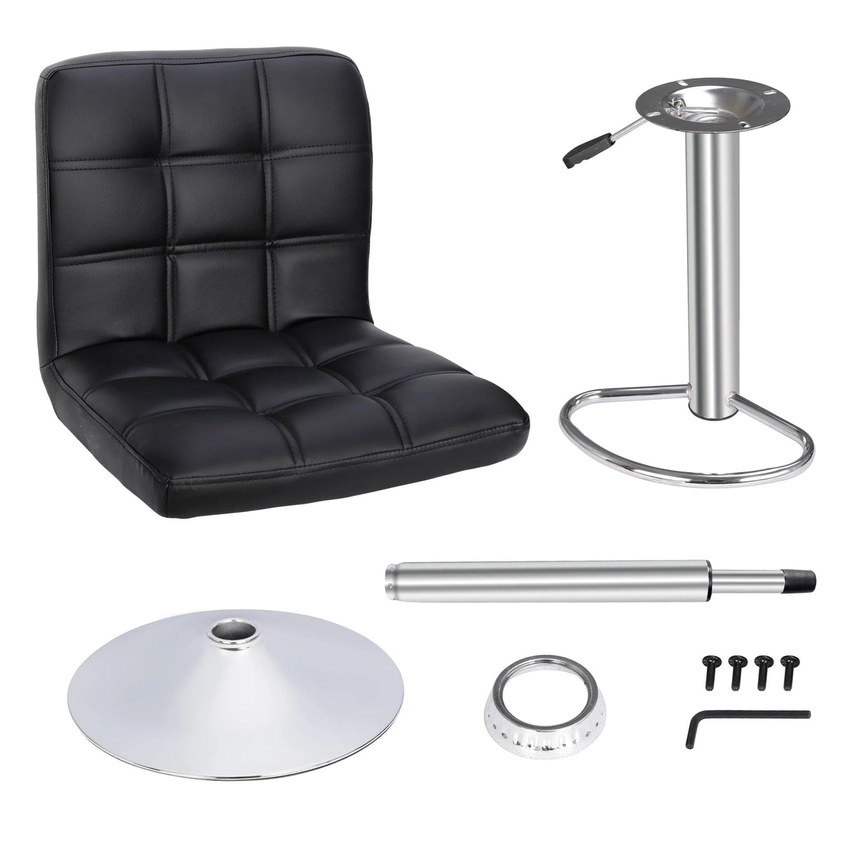 ZENY Bar Stool Set Of 4 With Soft Cushion And Metal Frame - Black