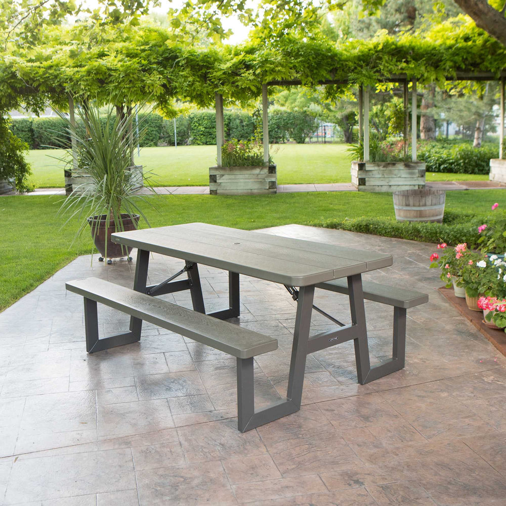 Lifetime 6-Foot W-Frame Folding Picnic Table, Brown - 60233