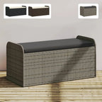 vidaXL Outdoor Poly Rattan Storage Bench With Cushion, Black, 45.3 x 20.1 x 20.5 in