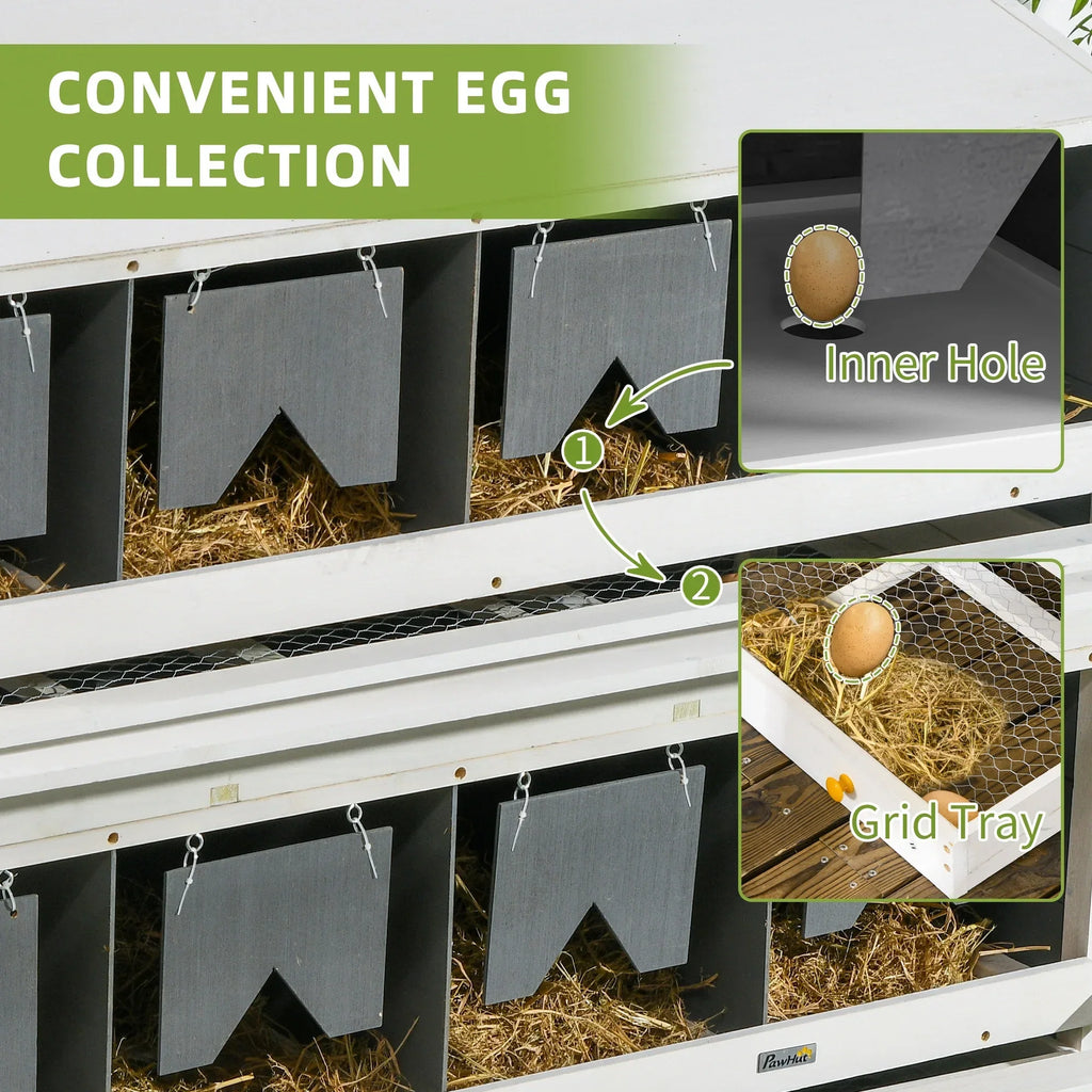 PawHut Chicken Nesting Boxes With 2 Egg Collection Trays, 8 Compartments