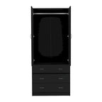 Devali Blue Double-Door Armoire With 3 Drawers And 1 Hanging Rod