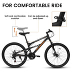 26 Inch Full-Suspension Mountain Bike, 21-Speed, 26x16 Inch Carbon Steel Frame