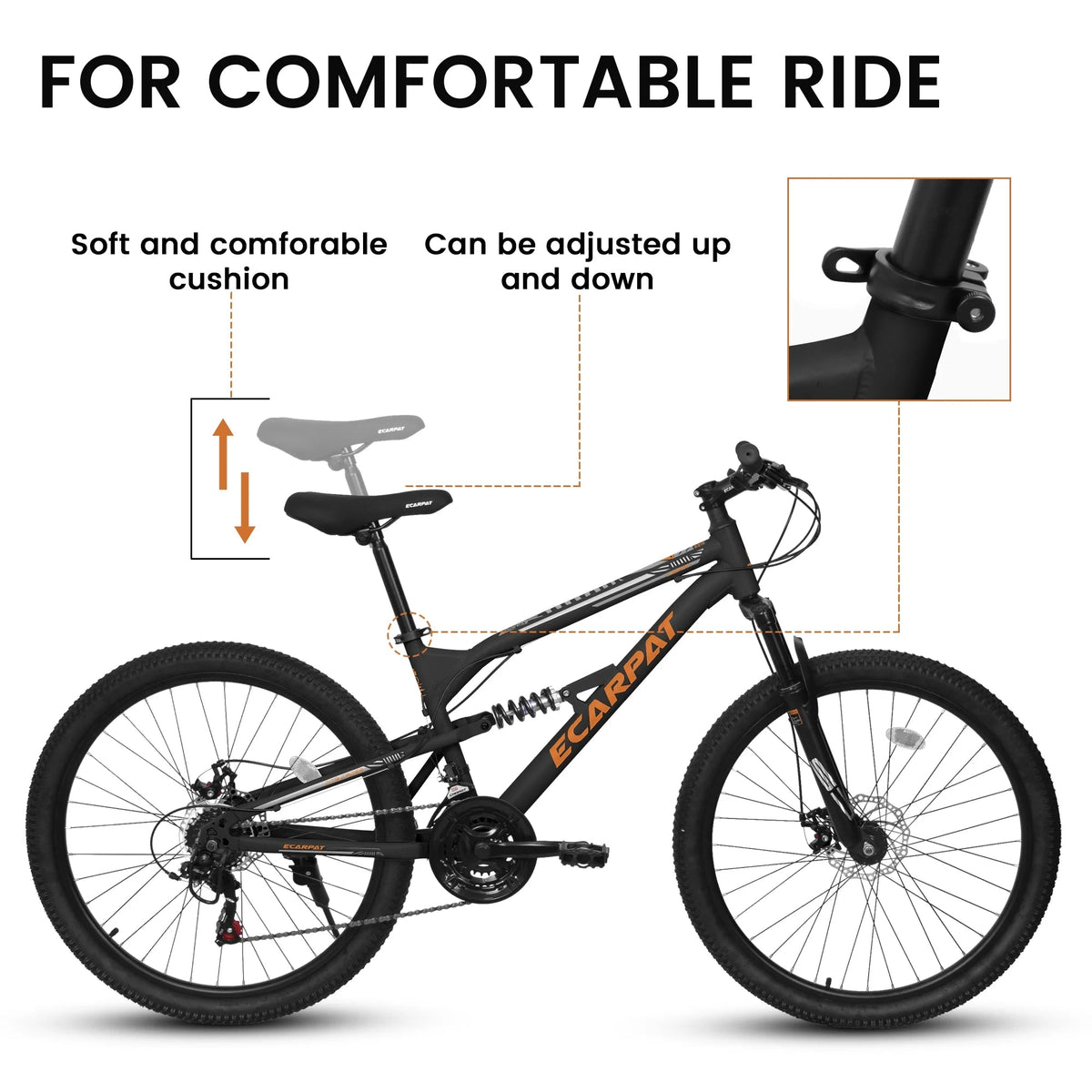 26 Inch Full-Suspension Mountain Bike, 21-Speed, 26x16 Inch Carbon Steel Frame