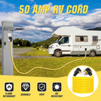 50 Feet 50 Amp RV/Generator Cord, 6/3+8/1 Gauge STW Wire - NEMA 14-50P To SS2-50R