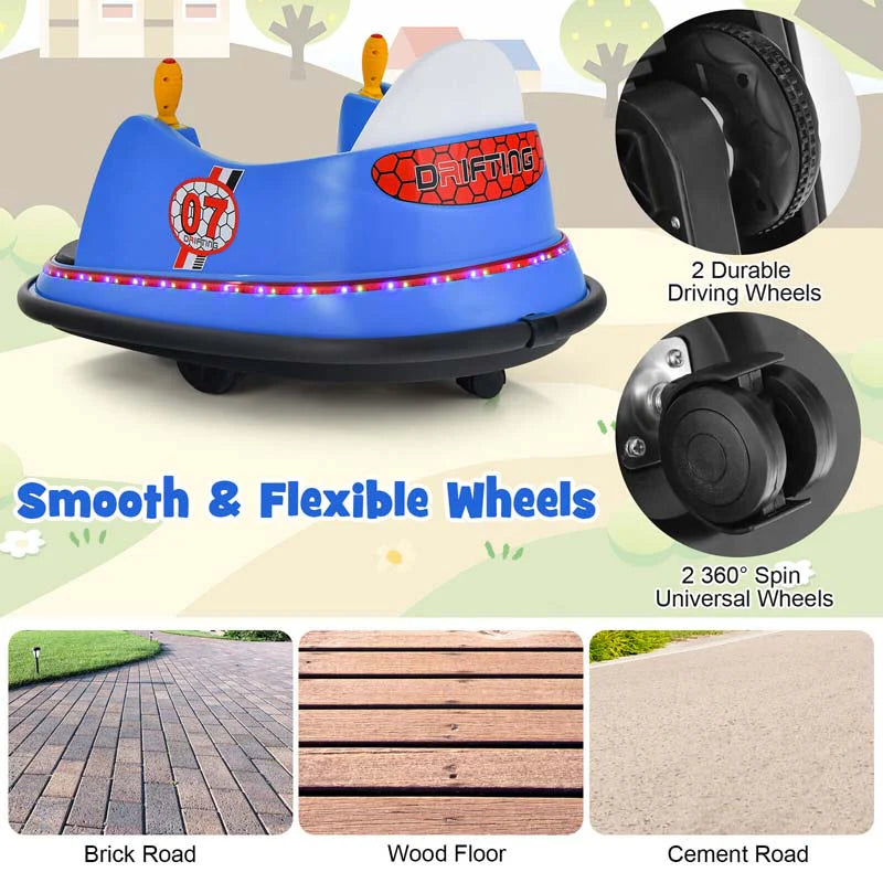 12V Toddler Battery Powered Bumper Car With Dual Joysticks And 360 Degree Spin